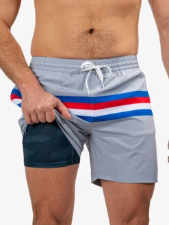The Red White And Whose Mans 5.5" (Lined Classic Swim Trunk)